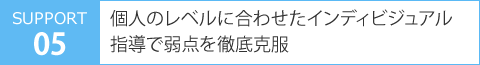個人のレベルに合わせたインディビジュアル指導で弱点を徹底克服